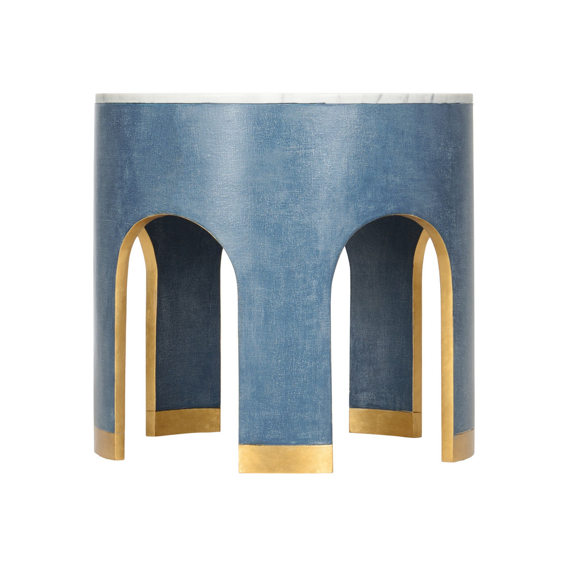 Chelsea House Aqueduct End Table in Blue Grasscloth