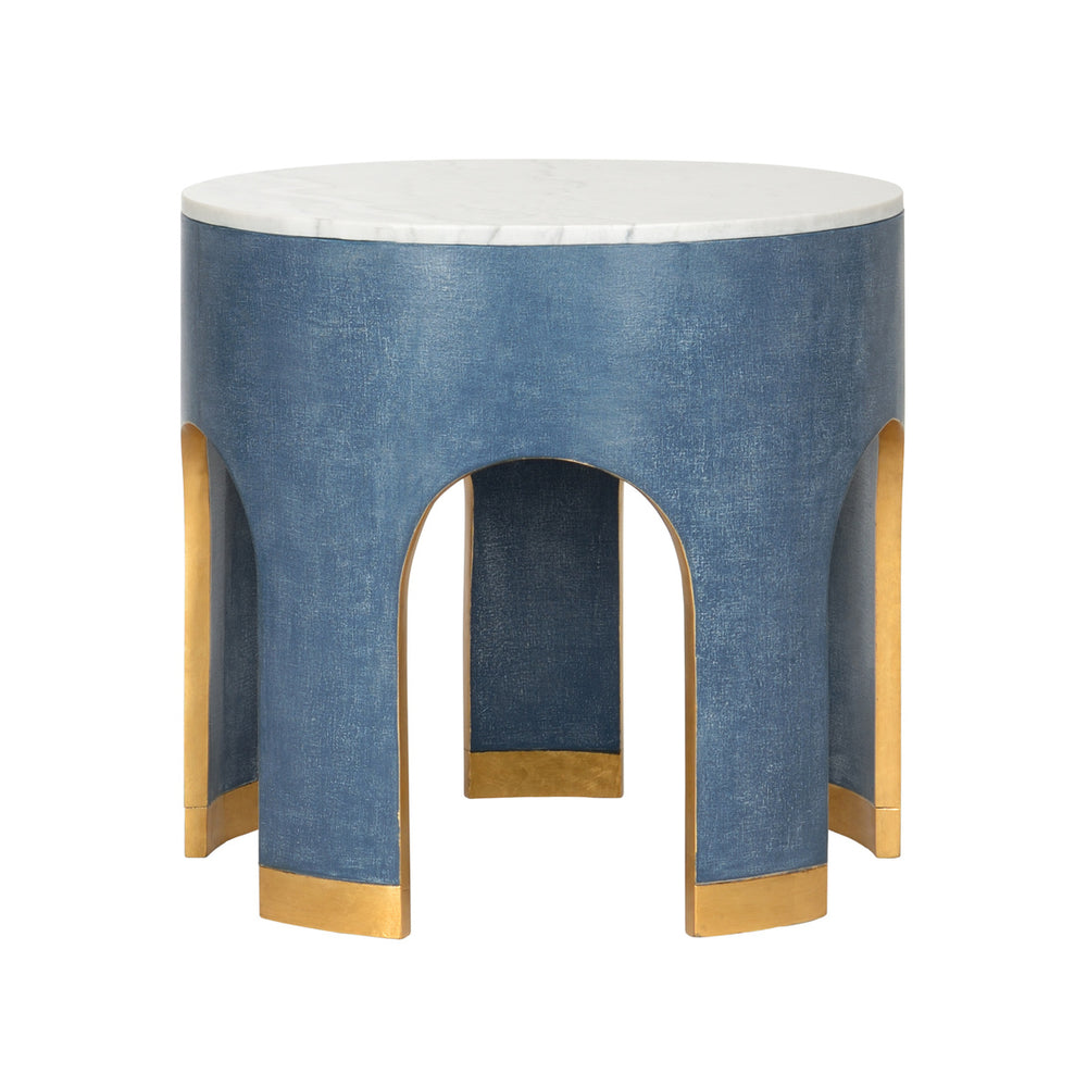 Chelsea House Aqueduct End Table in Blue Grasscloth