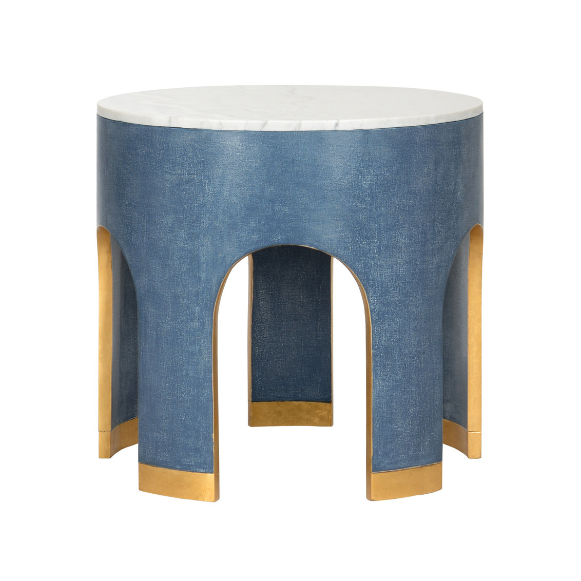 Chelsea House Aqueduct End Table in Blue Grasscloth