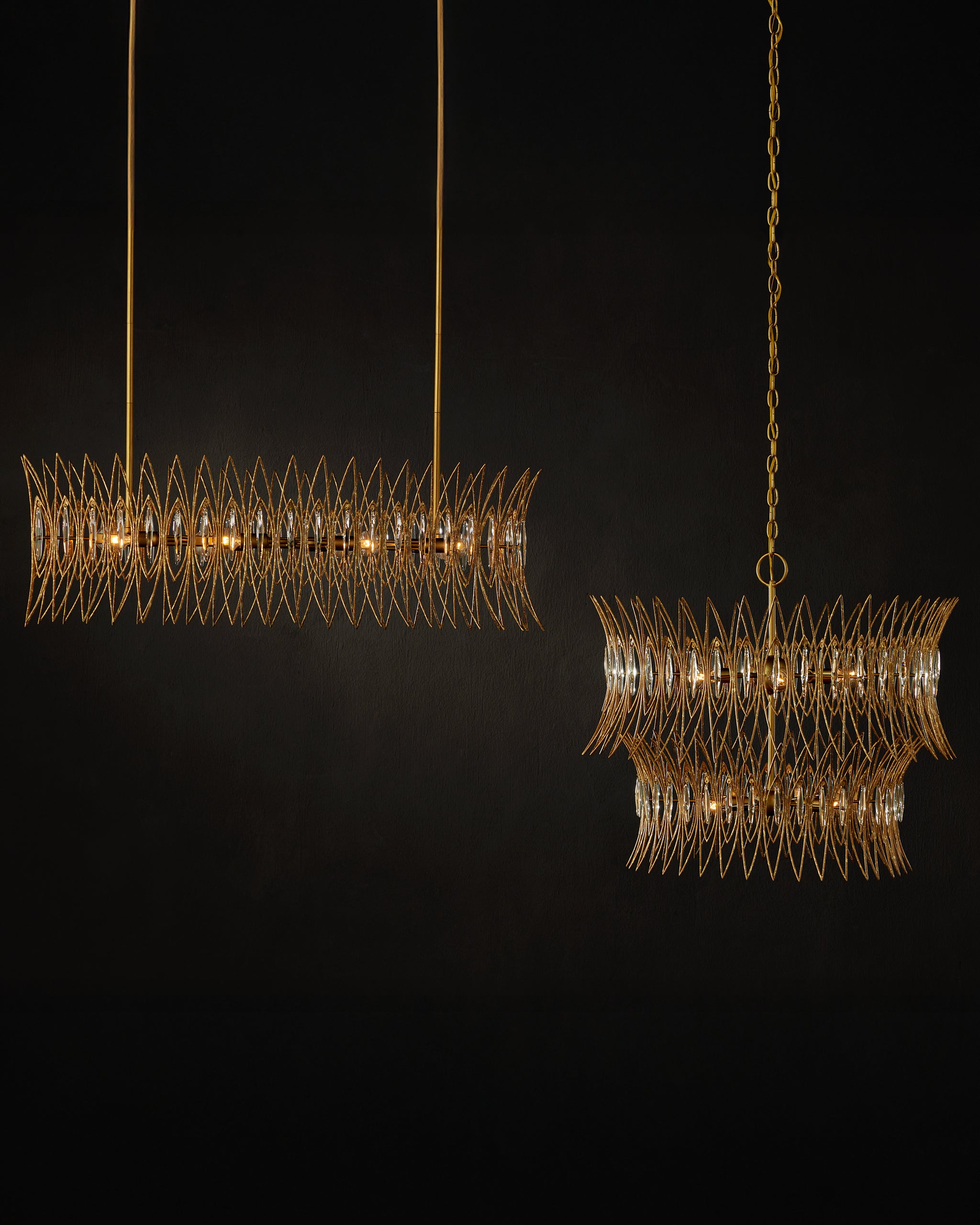 Currey & Company Marquise Medium Gold Chandelier