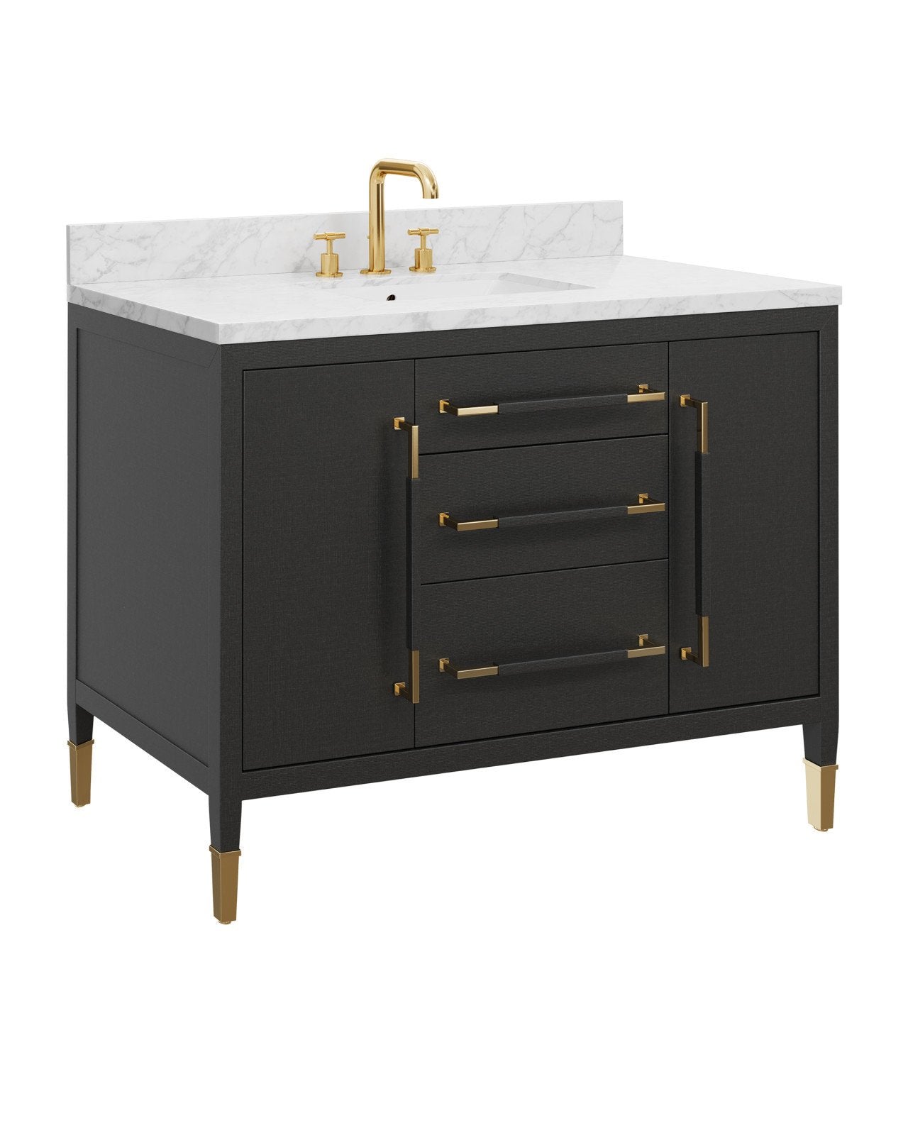Currey & Company Verona 48" Black Linen Vanity With Rectangular Undermount Sink