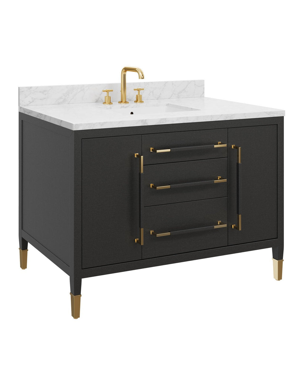 Currey & Company Verona 48" Black Linen Vanity With Rectangular Undermount Sink