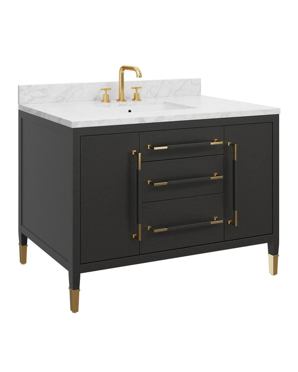 Currey & Company Verona 48" Black Linen Vanity With Rectangular Undermount Sink