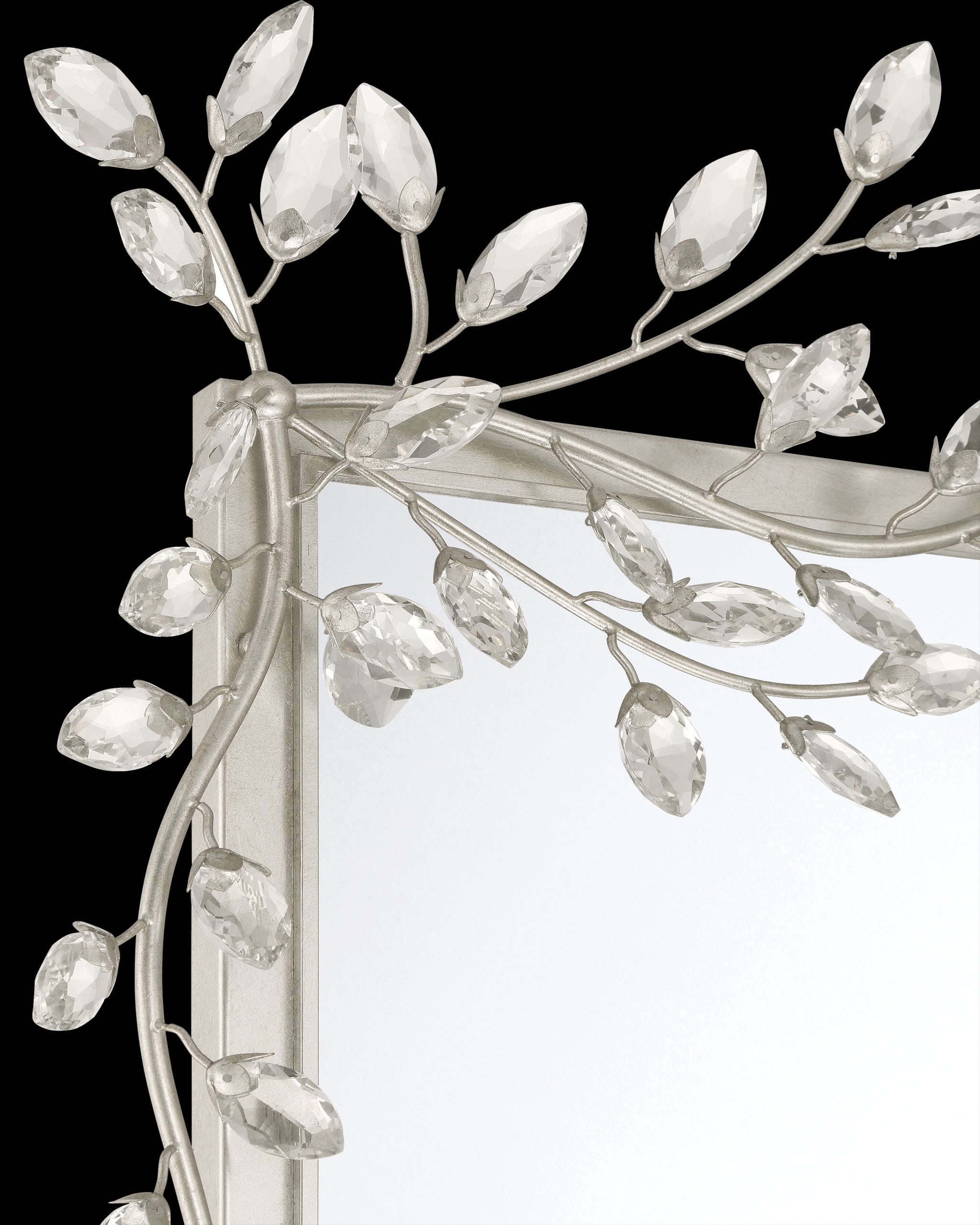 Currey & Company Forget Me Not Silver Rectangular Mirror