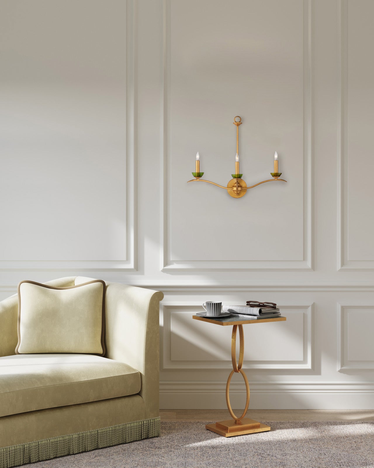 Currey & Company Flannery Gold 3 Light Wall Sconce