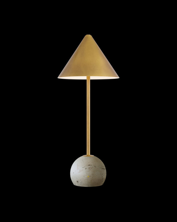 Currey & Company Journey Natural & Brass Cordless Table Lamp