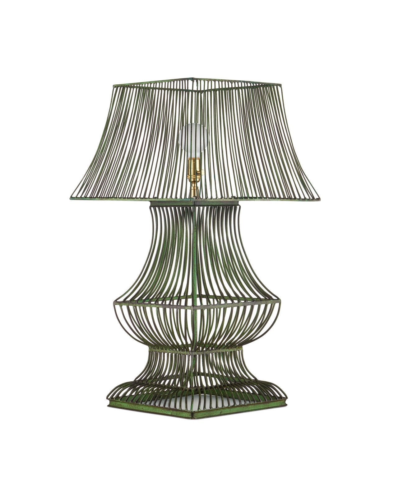 Currey & Company Tuteurs Distressed Green Metal Table Lamp