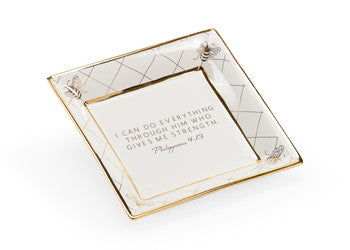 Chelsea House Square Bee Verse Plate White