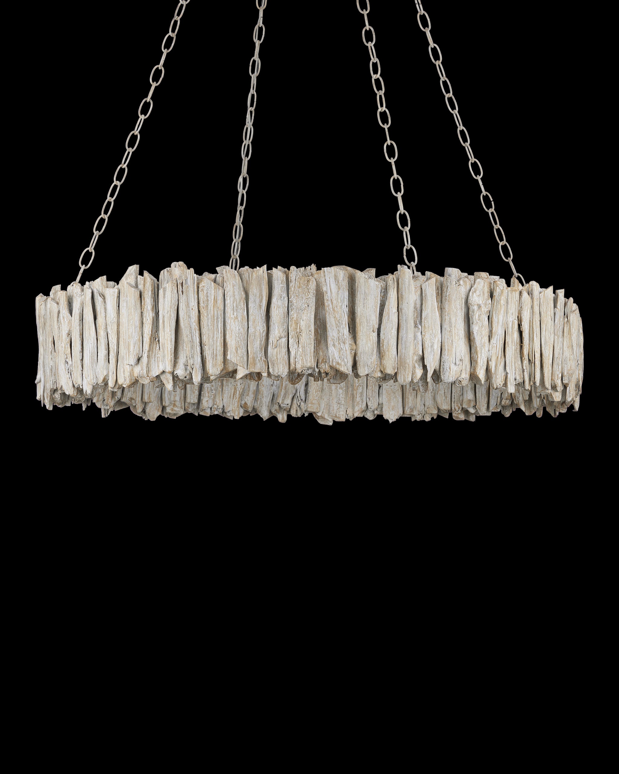 Currey & Company Driftwood Whitewash Ring Chandelier
