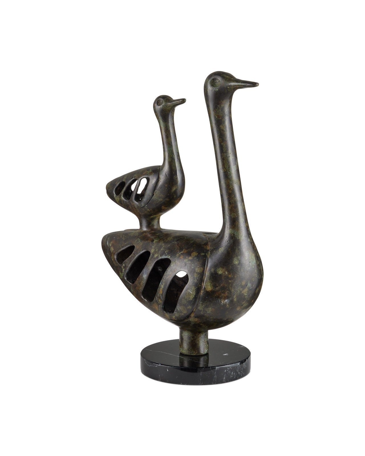 Currey & Company Duck Family 12" Antique Green Bronze Sculpture