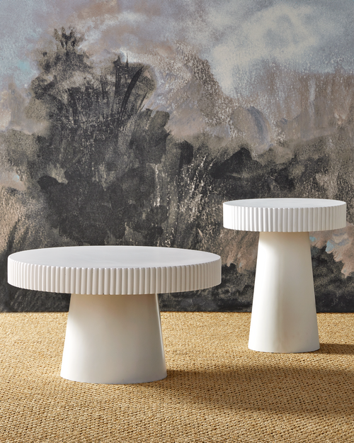 Currey & Company Harlow White Concrete Cocktail Table