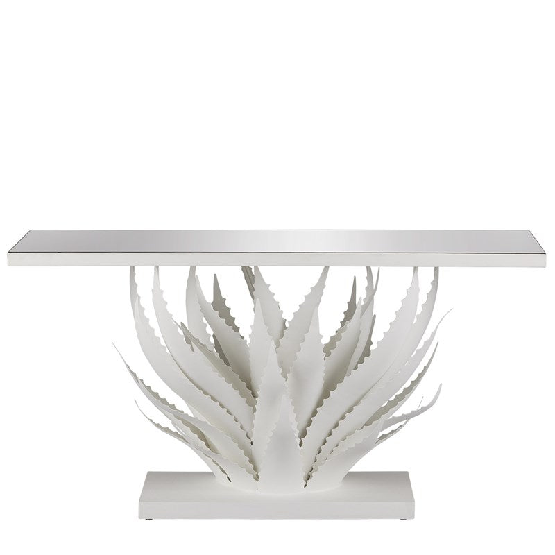 Currey And Company Agave White Console Table