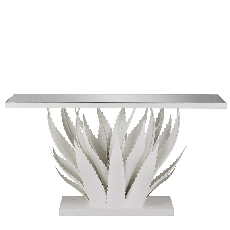 Currey And Company Agave White Console Table