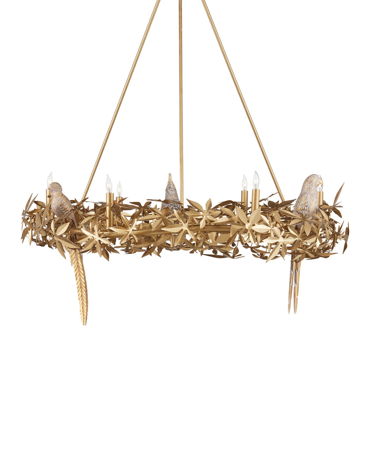 Currey & Company 41.25" Aviary Gold Ring 6 Light Chandelier
