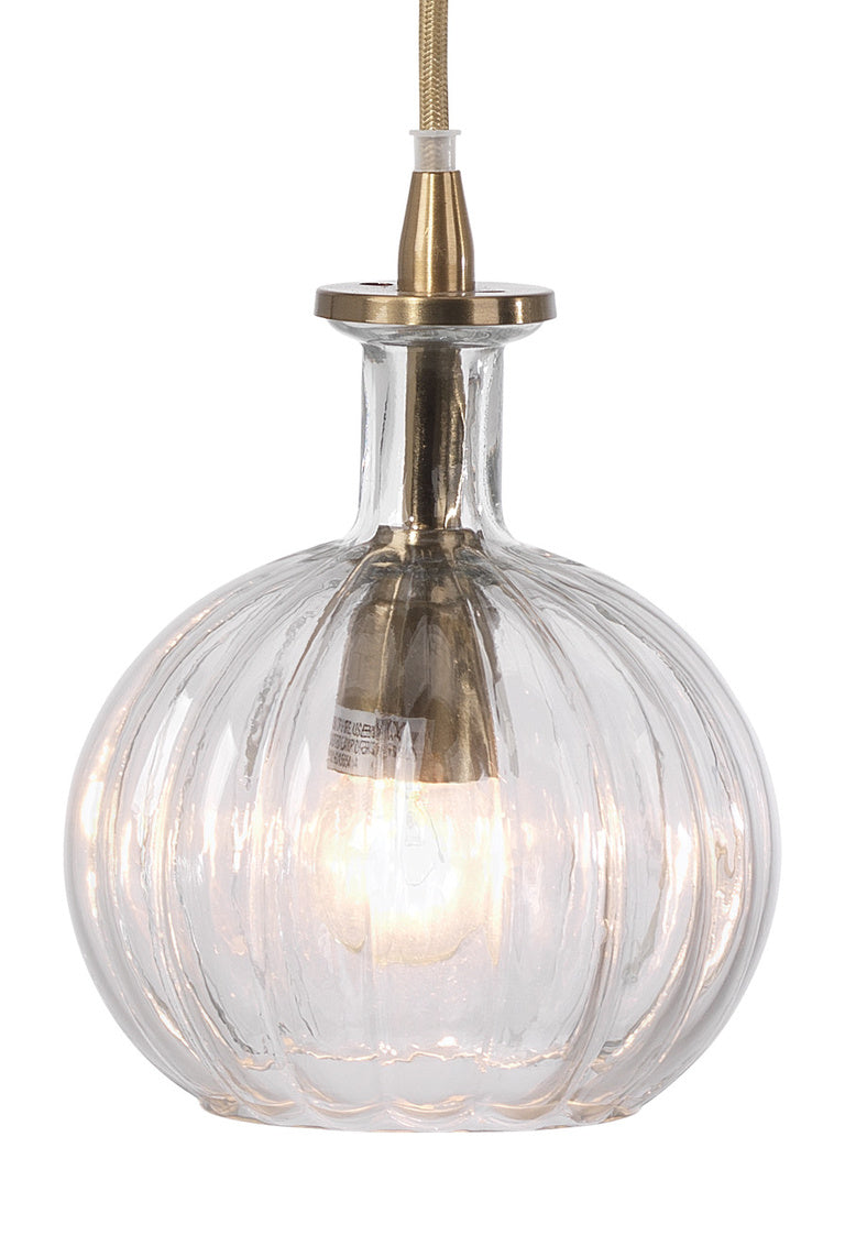 Jamie Young Sophia Carafe Pendant In Clear Glass With Brass Hardware