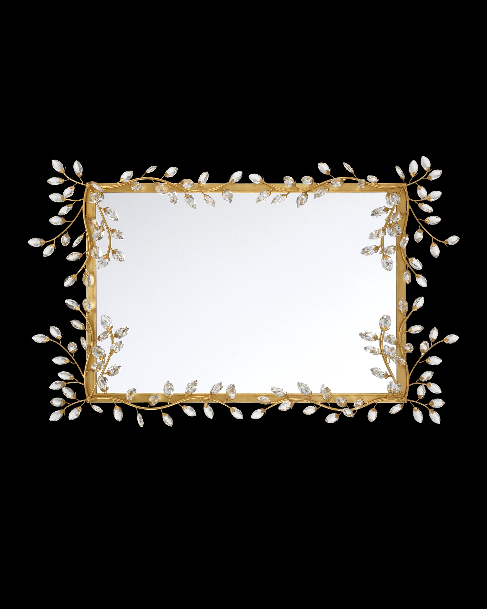 Currey & Company Forget Me Not Gold Rectangular Mirror