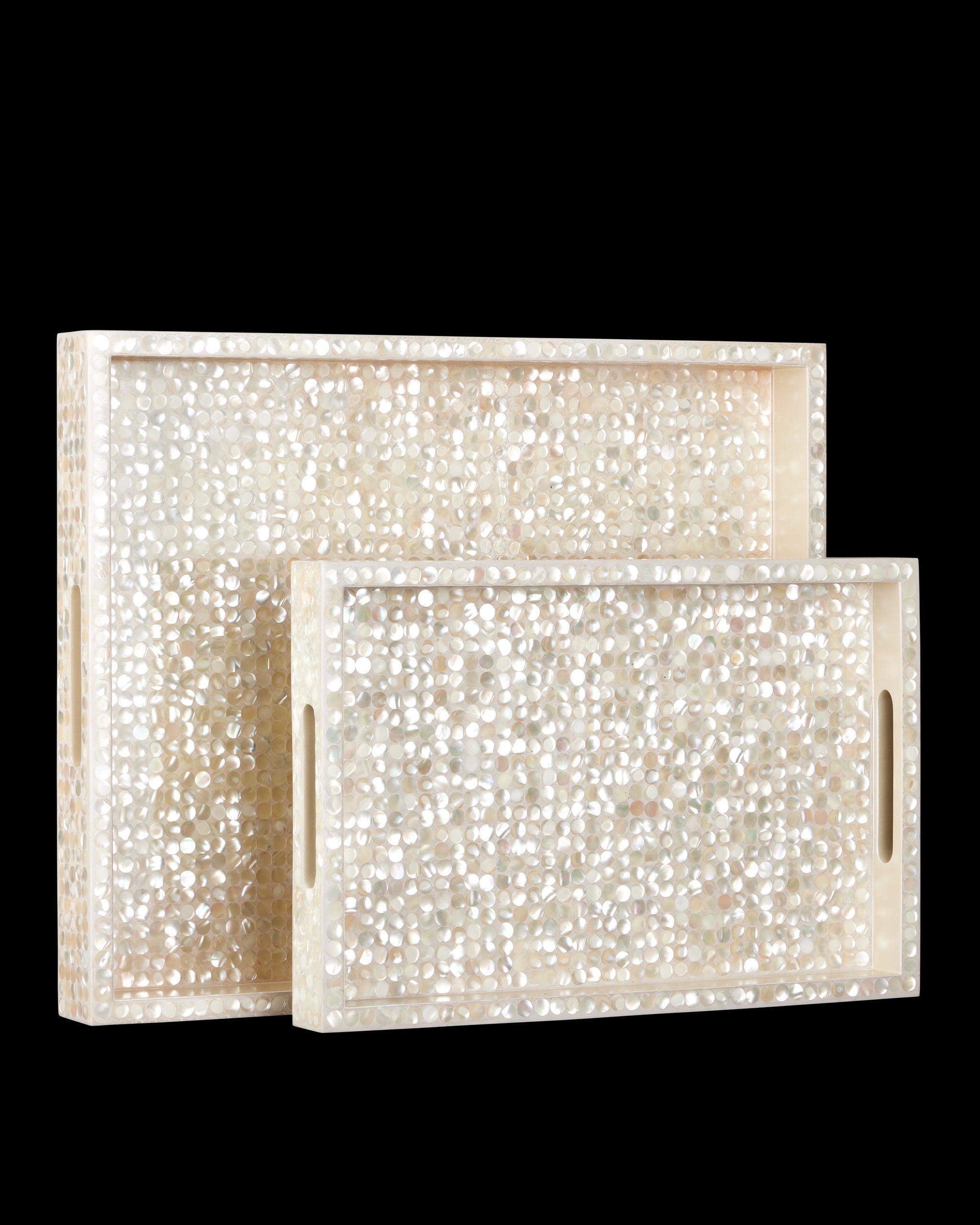 Currey & Company Gerri Dot Mother Of Pearl Tray Set Of 2