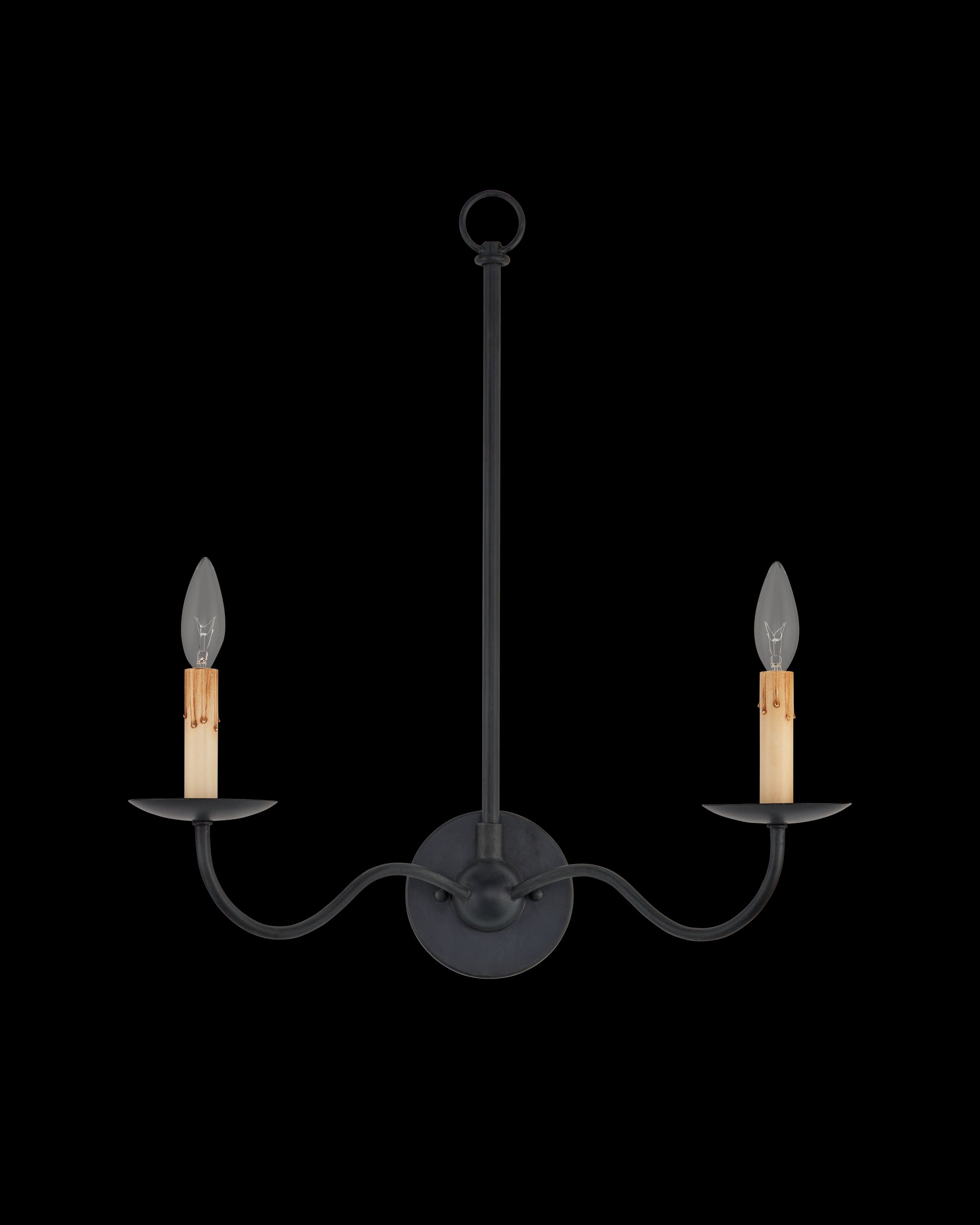 Currey & Company Saxon Double Light Black Wall Sconce