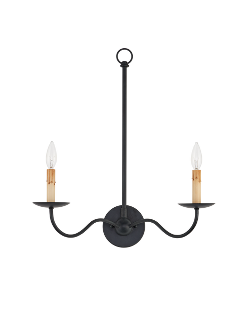 Currey & Company Saxon Double Light Black Wall Sconce