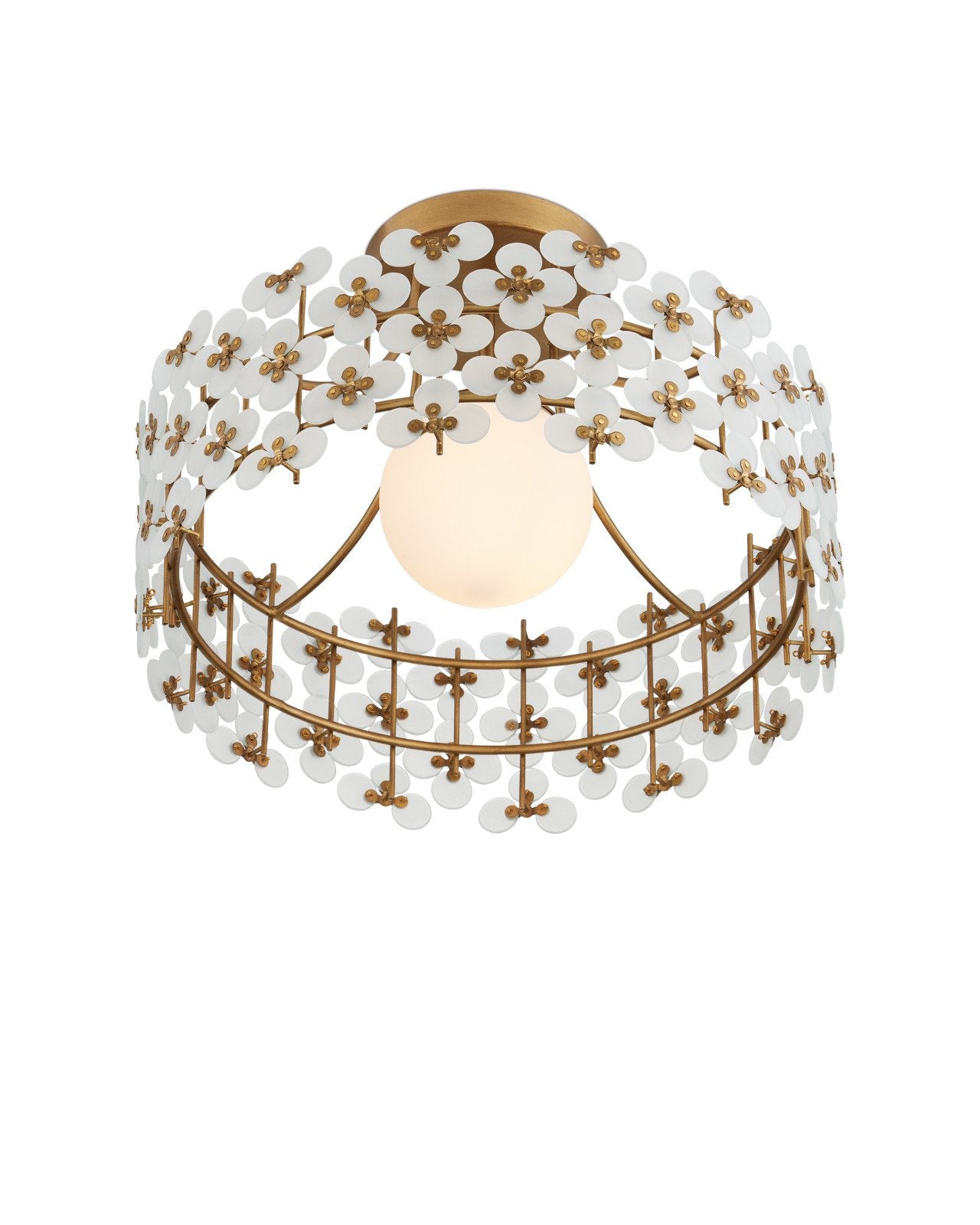 Currey & Company Spring Flower 16" Frosted Glass Semi Flush Mount
