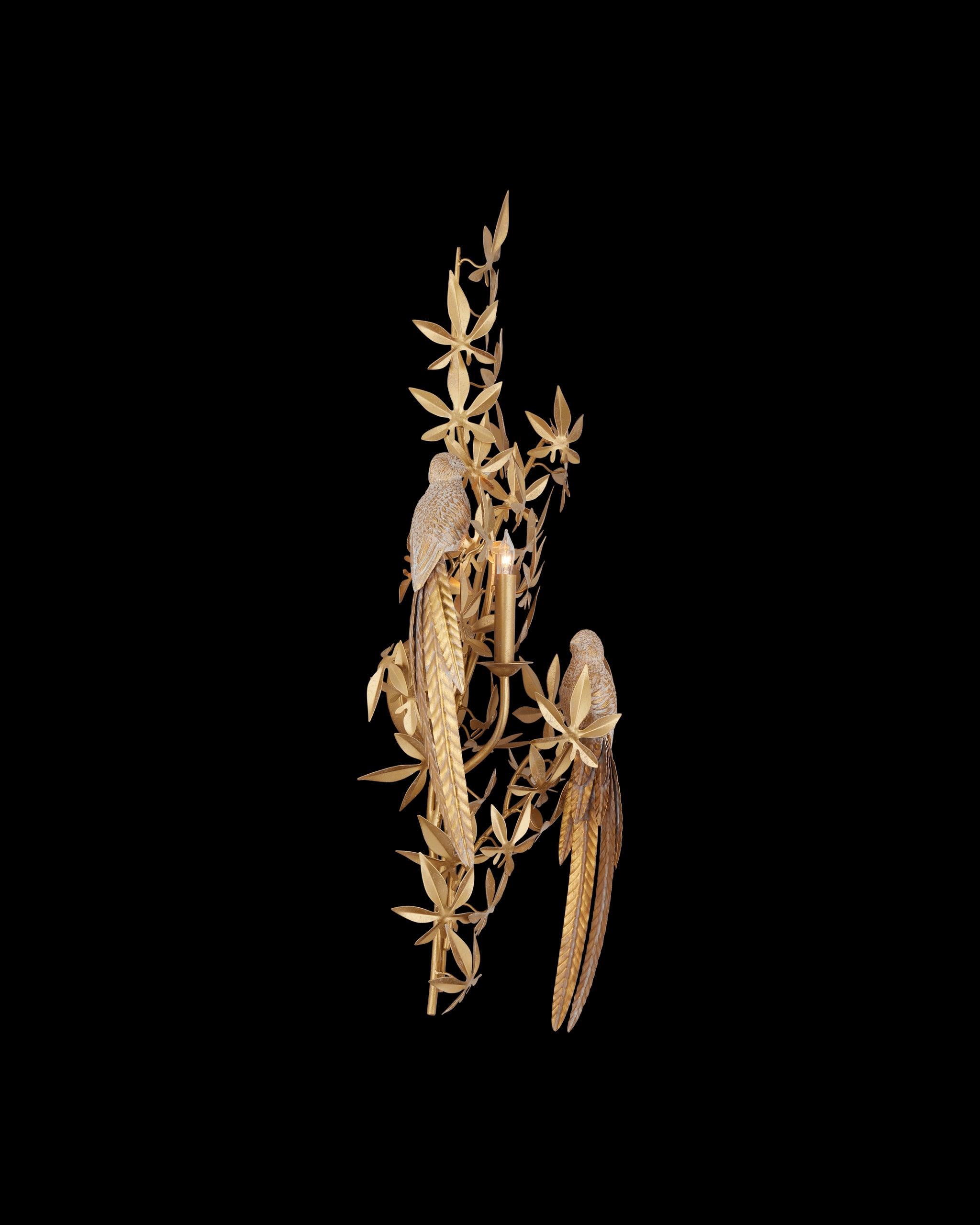 Currey & Company Aviary Gold Wall Sconce, Left