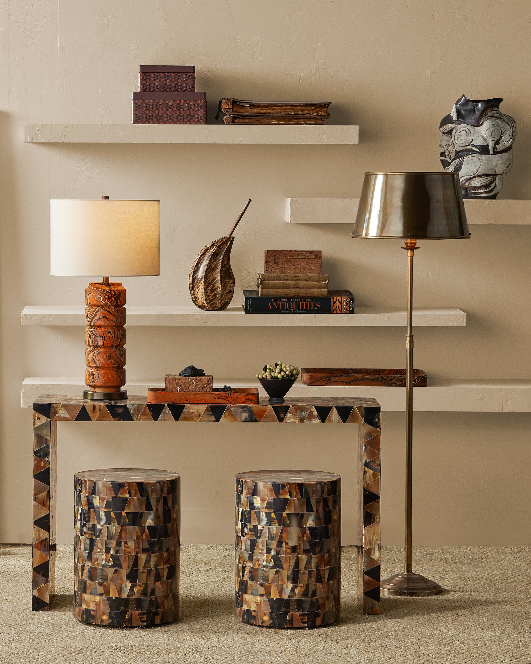 Currey & Company Callum Brass Floor Lamp