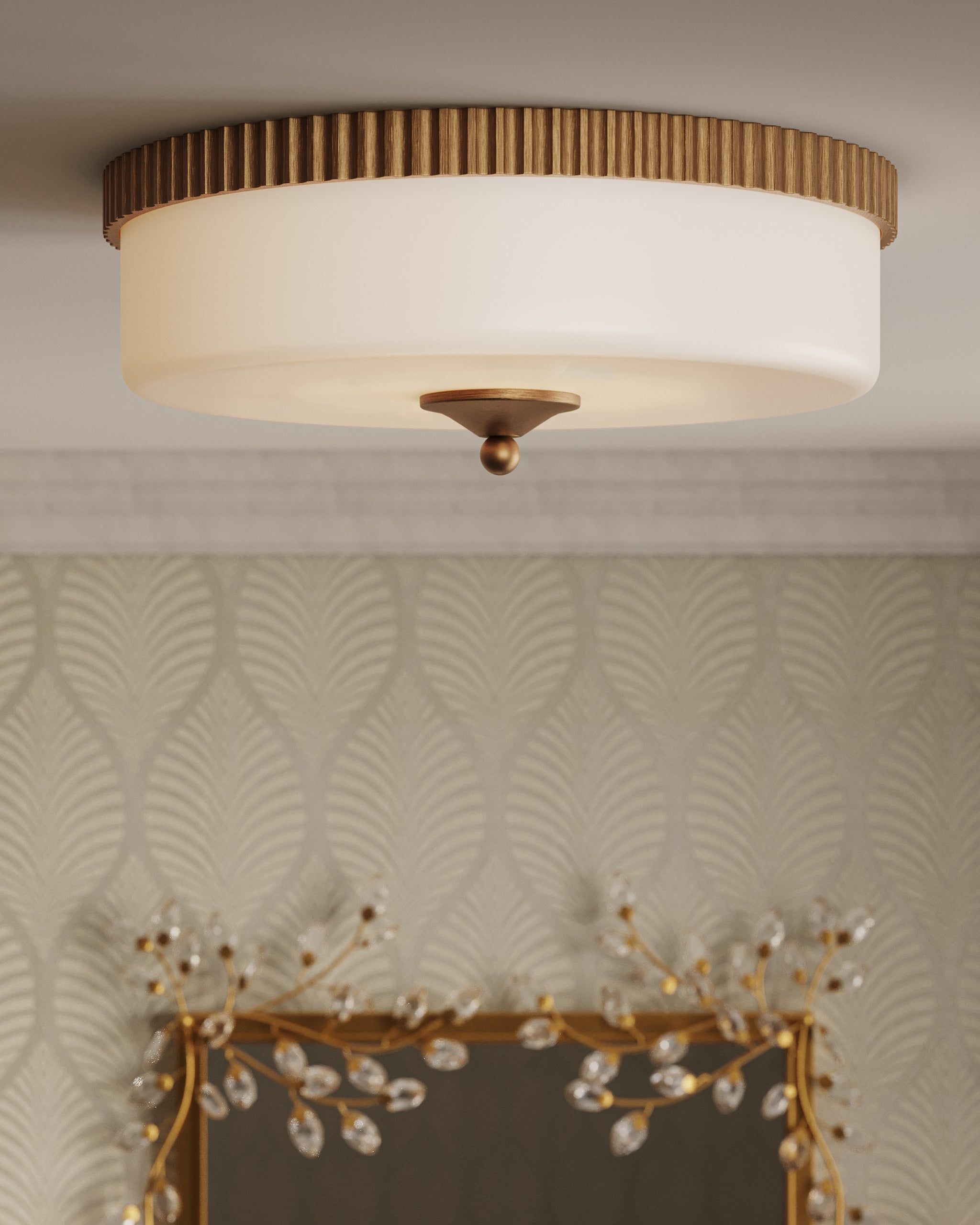 Currey & Company Forget Me Not Gold Rectangular Mirror