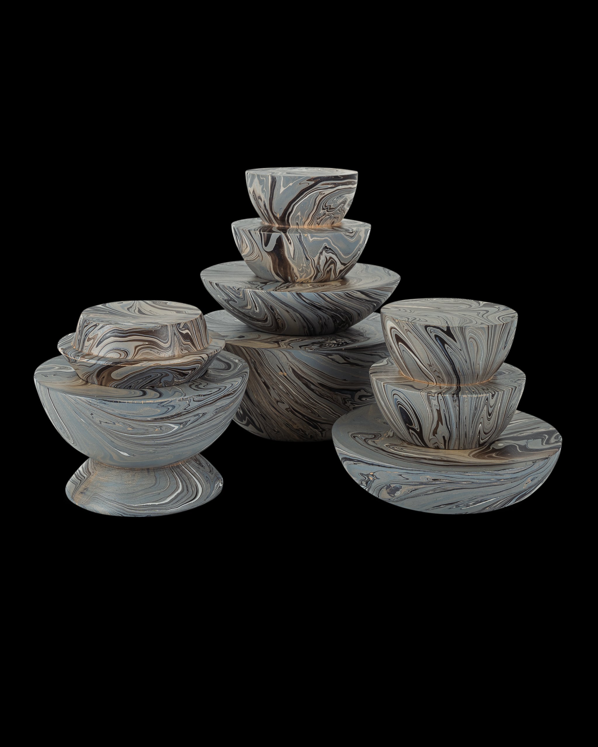 Currey & Company Marbleized Stacking Box Set Of 3
