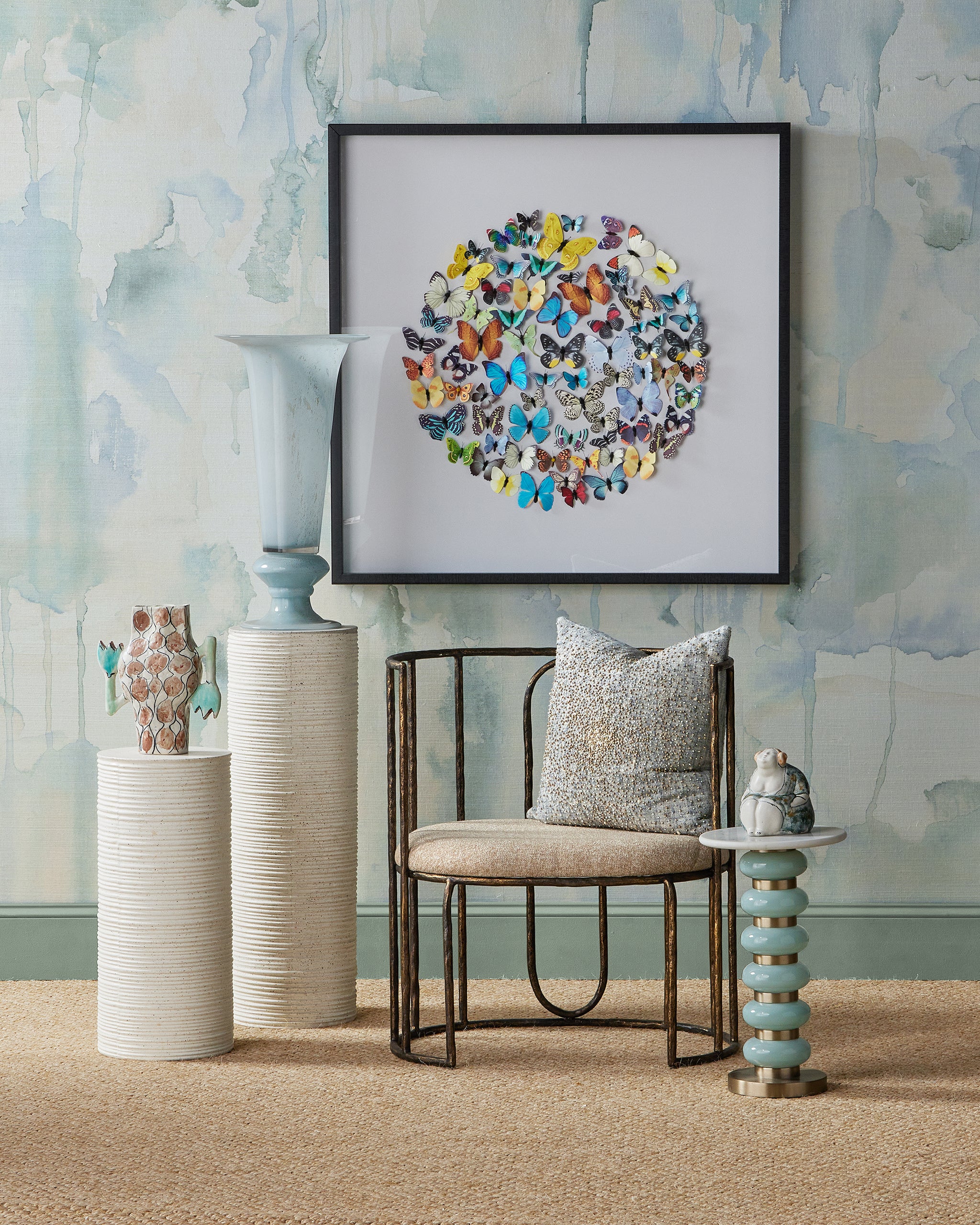 Currey & Company Euclid Chair, Boucle Seashell