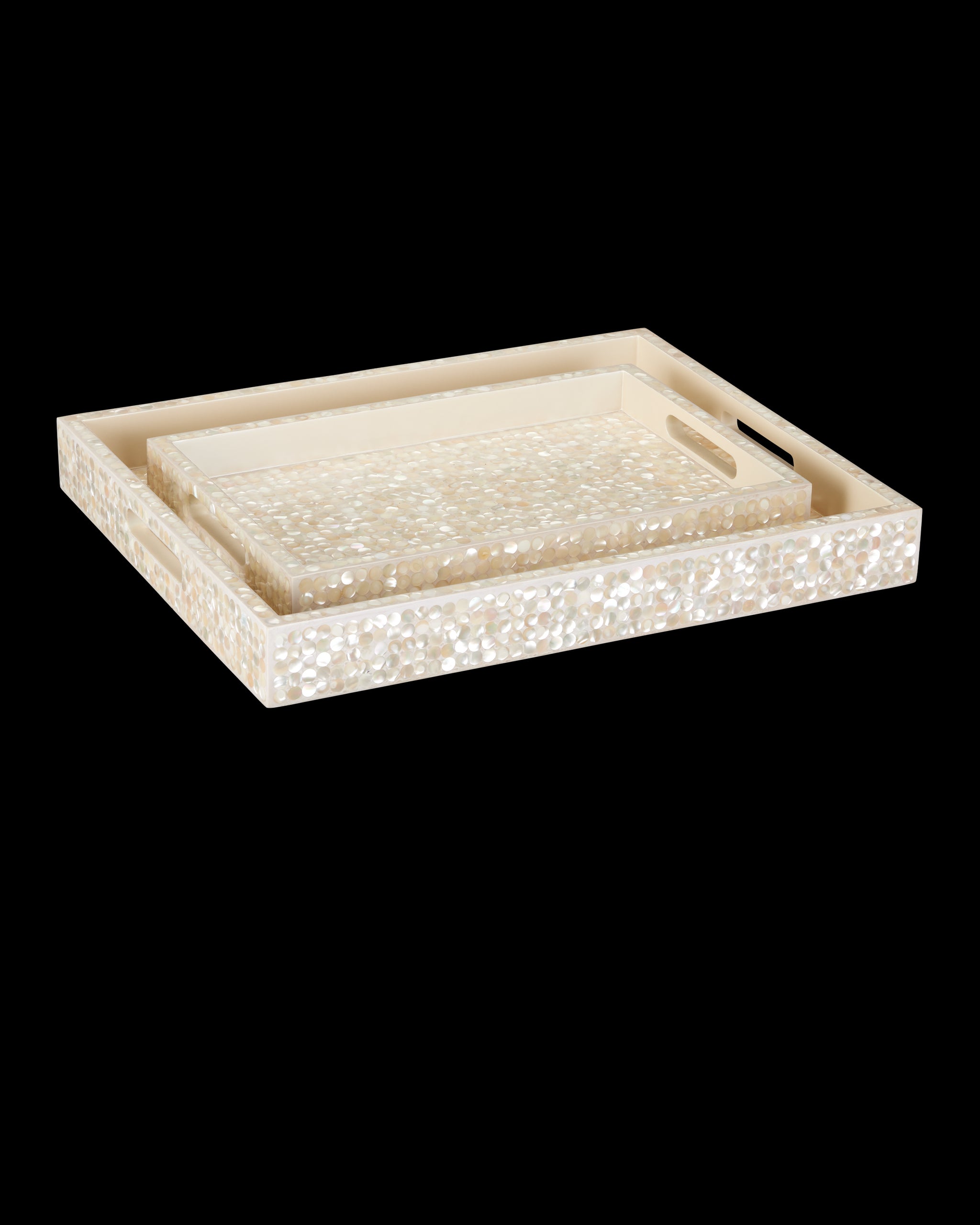Currey & Company Gerri Dot Mother Of Pearl Tray Set Of 2