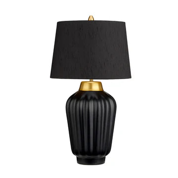 Lucas McKearn Bexely Table Lamp in Black Ceramic and Brushed Brass