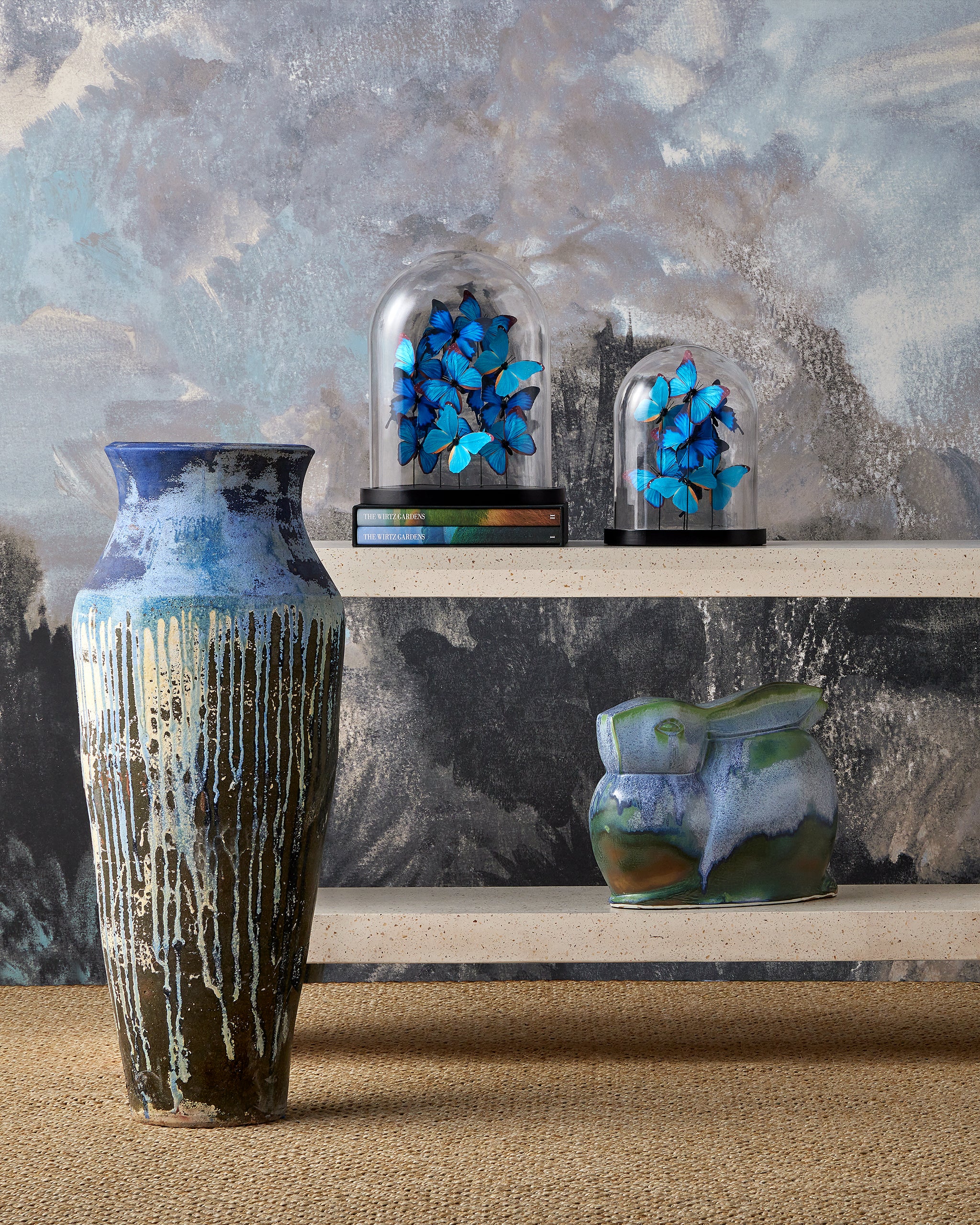 Currey & Company Capizzi Blue Drip Urn