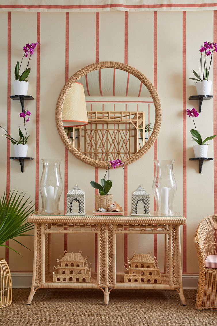 Chelsea House Amanda Lindroth Dunmore Round Wicker Mirror