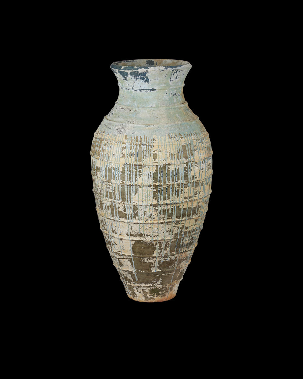 Currey & Company Lipari Extra Large Antique Blue Drip Urn