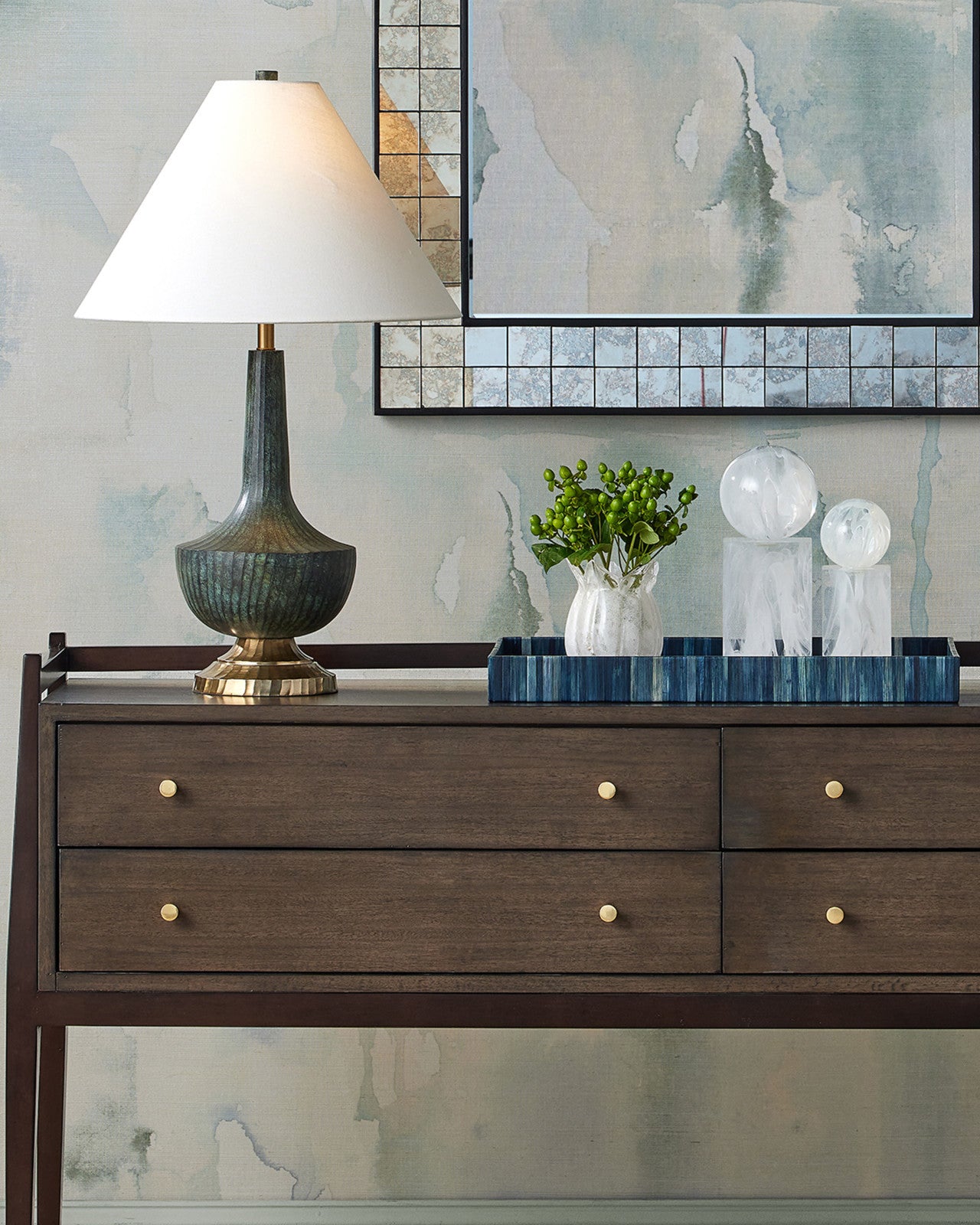 Currey & Company 24"/20.5" Winter Harvest Tray Set Of 2