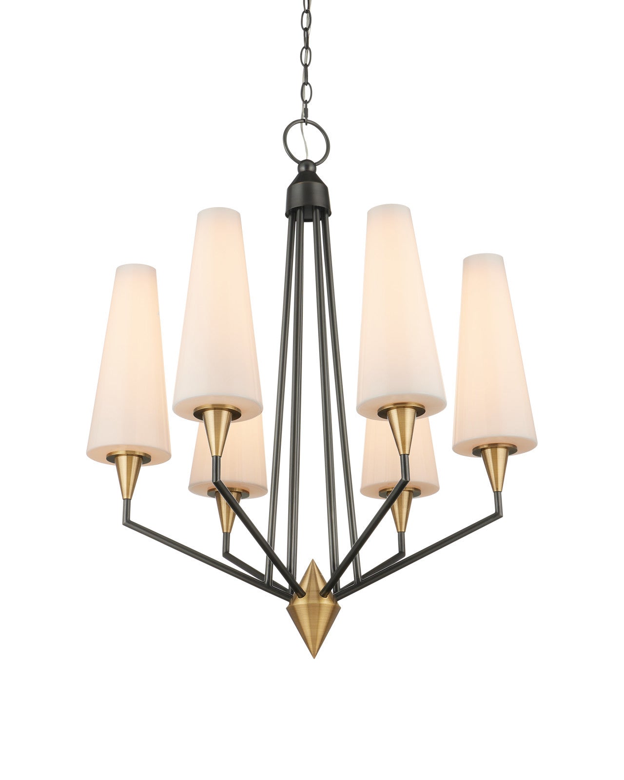 Currey & Company Hennin 28" Oil Rubbed Bronze 6 Light Chandelier