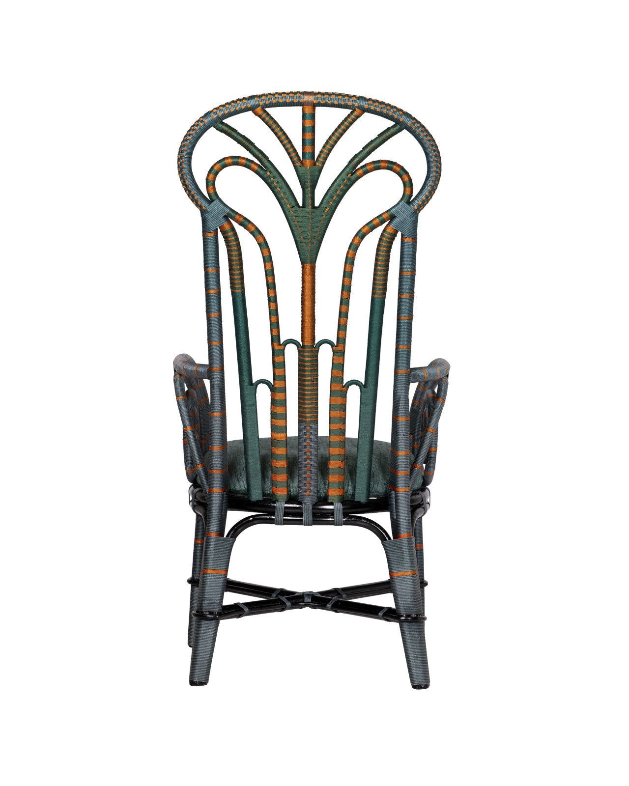 Currey And Company Benin 24" Wide Green And Orange Rope Throne Armchair