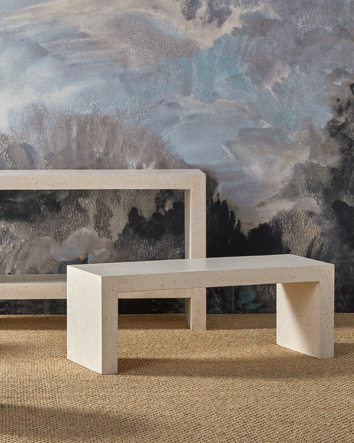 Currey & Company Carson Ivory Terrazzo Bench