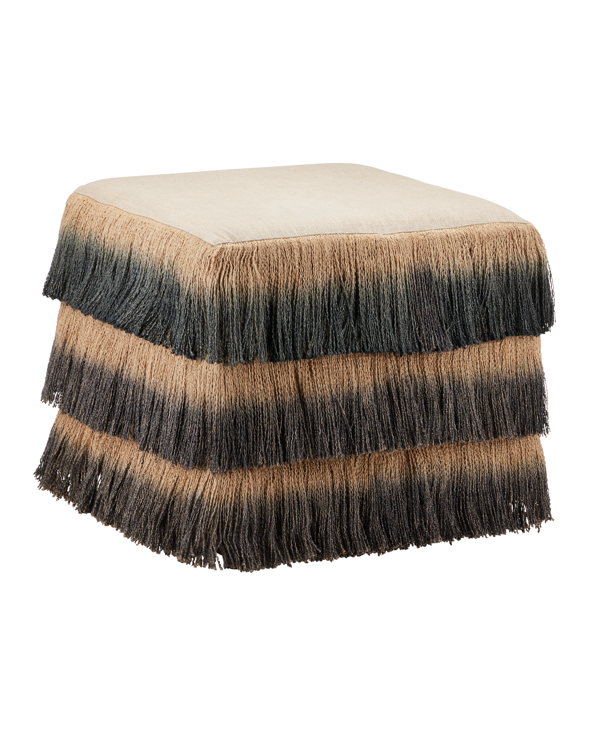 Currey & Company Jute Fringe Ottoman