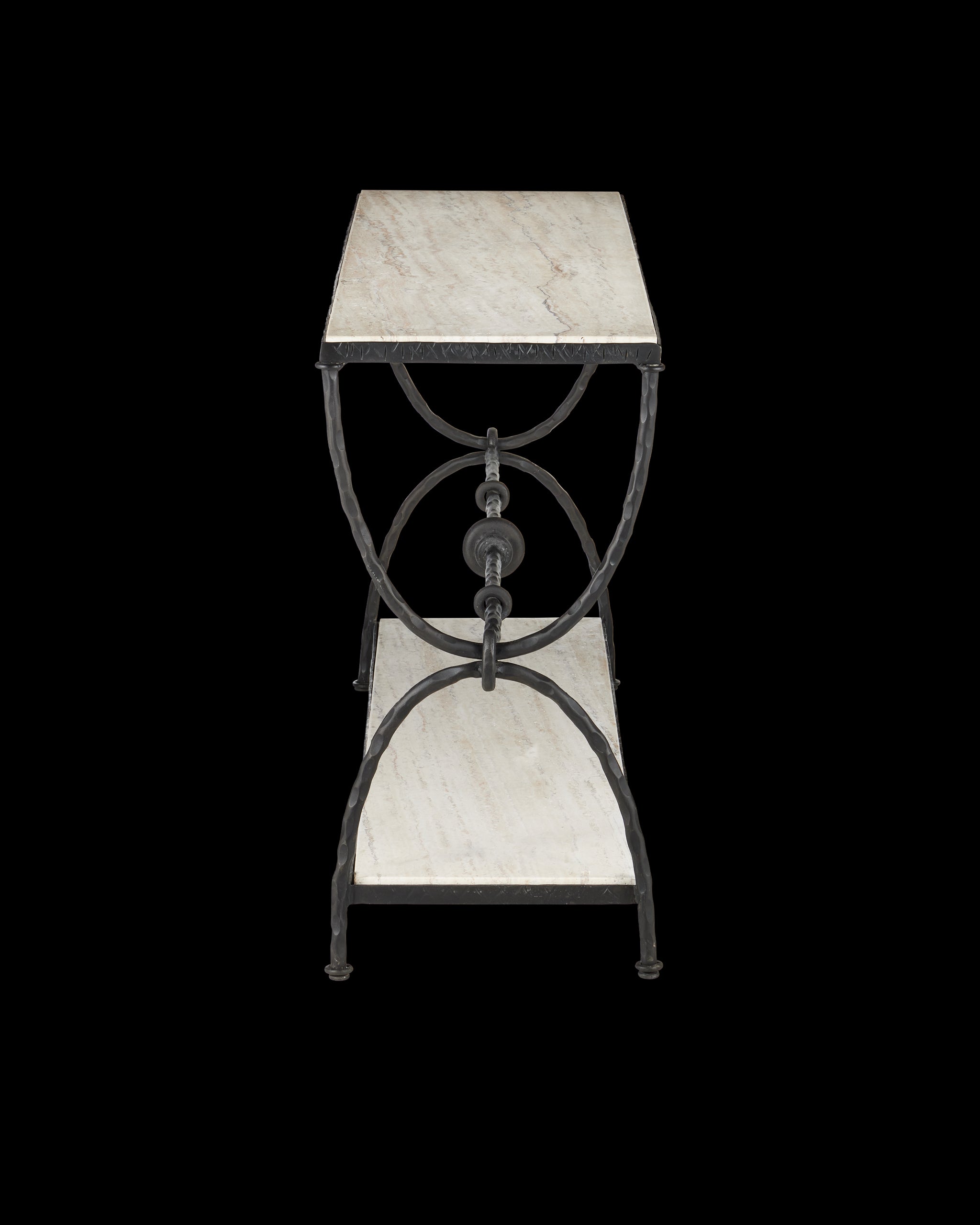 Currey & Company Agora White Travertine Console Table