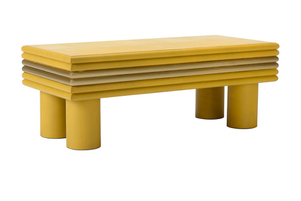 Chelsea House Coulter Leather Cocktail Table- Yellow