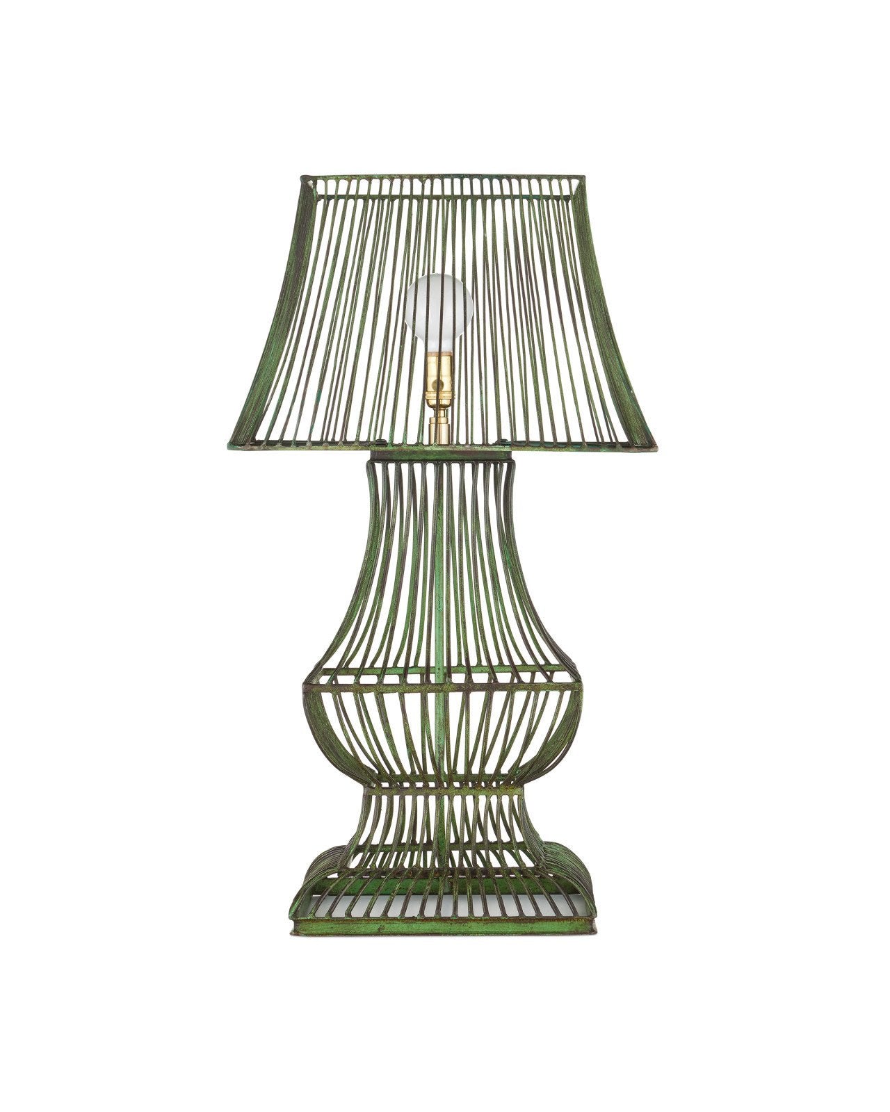 Currey & Company Tuteurs Distressed Green Metal Table Lamp