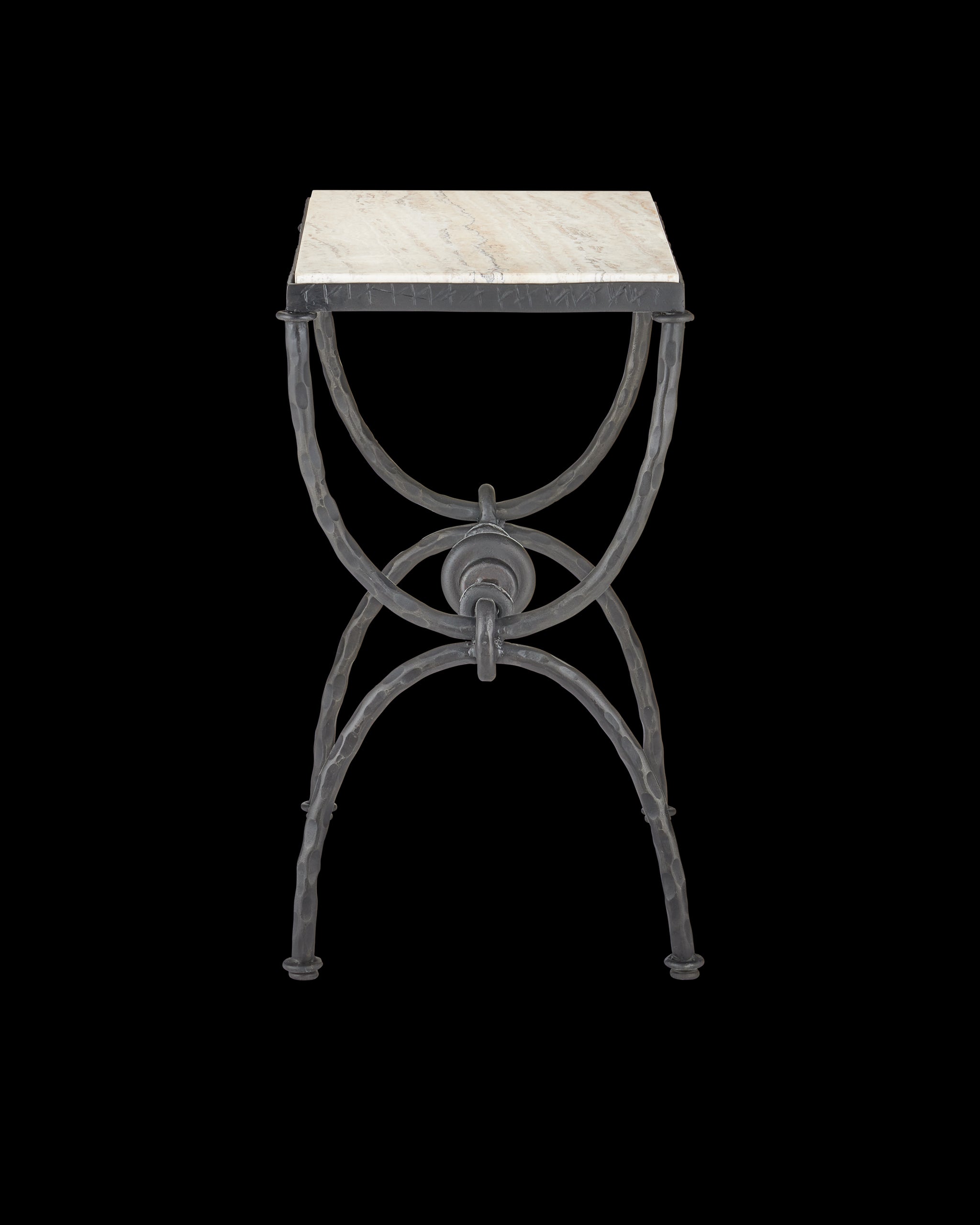 Currey & Company Agora White Travertine Side Table
