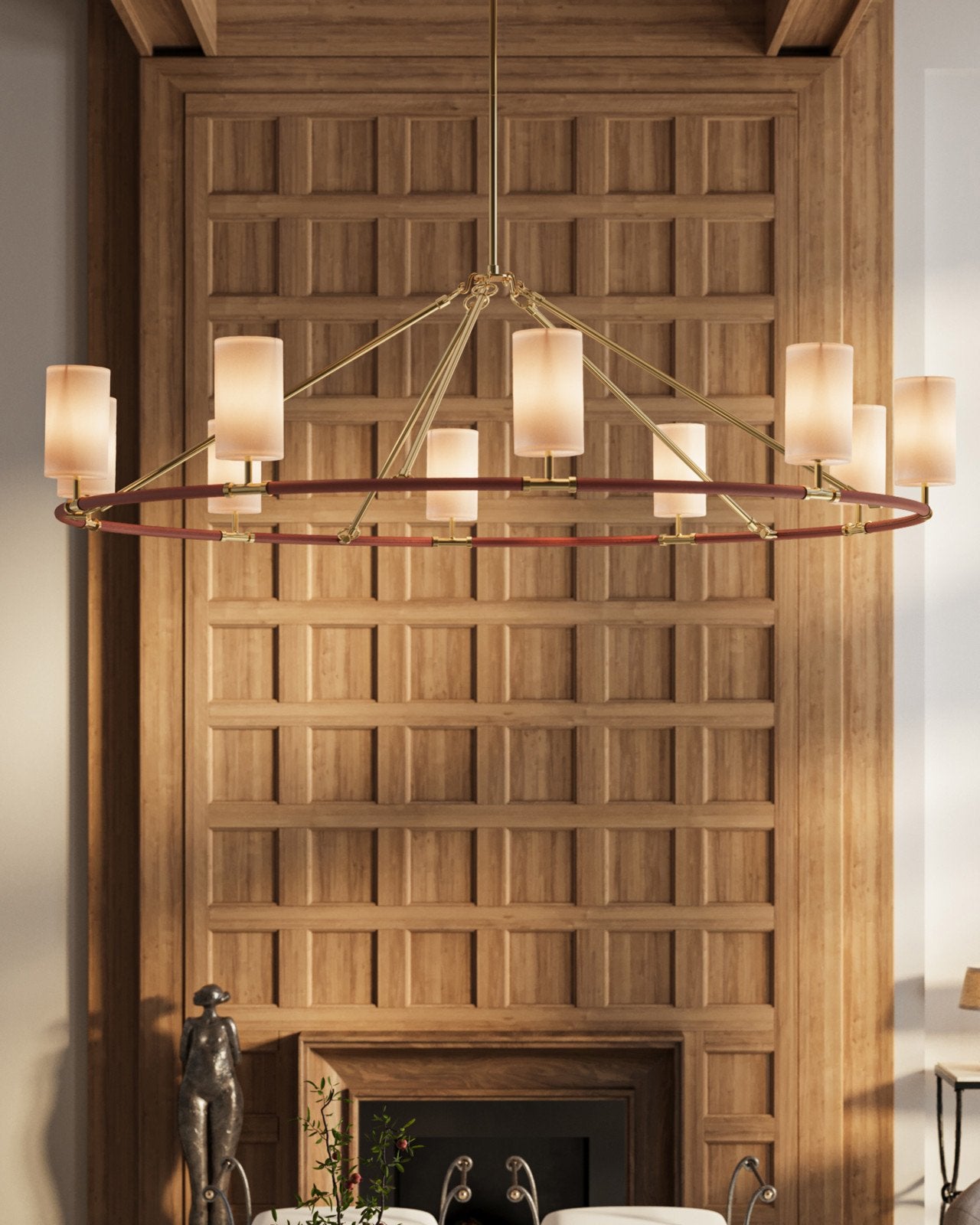 Currey & Company Ellerston Large 63" Brushed Brass 10 Light Chandelier