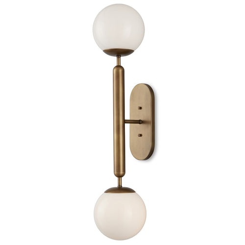 Currey And Company Barbican Double Light Brass Wall Sconce