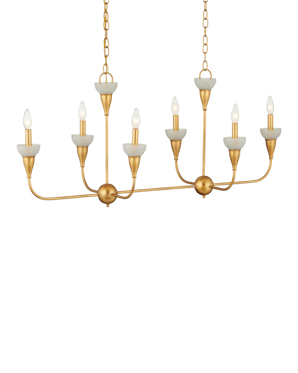 Currey & Company Aurelia Frost Rectangular 46" Contemporary Gold Leaf 6 Light Chandelier