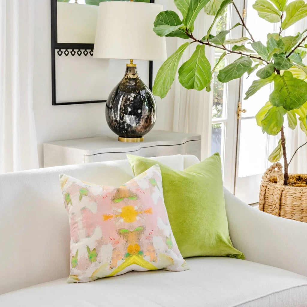 Laura Park White Lotus Linen Cotton Pillow