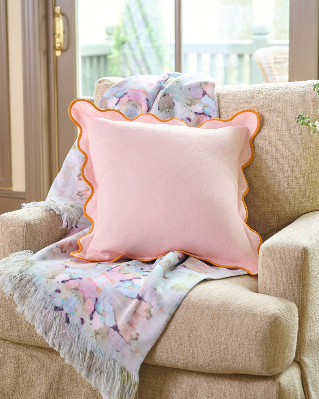 Laura Park Charlotte Scalloped Linen Pillow