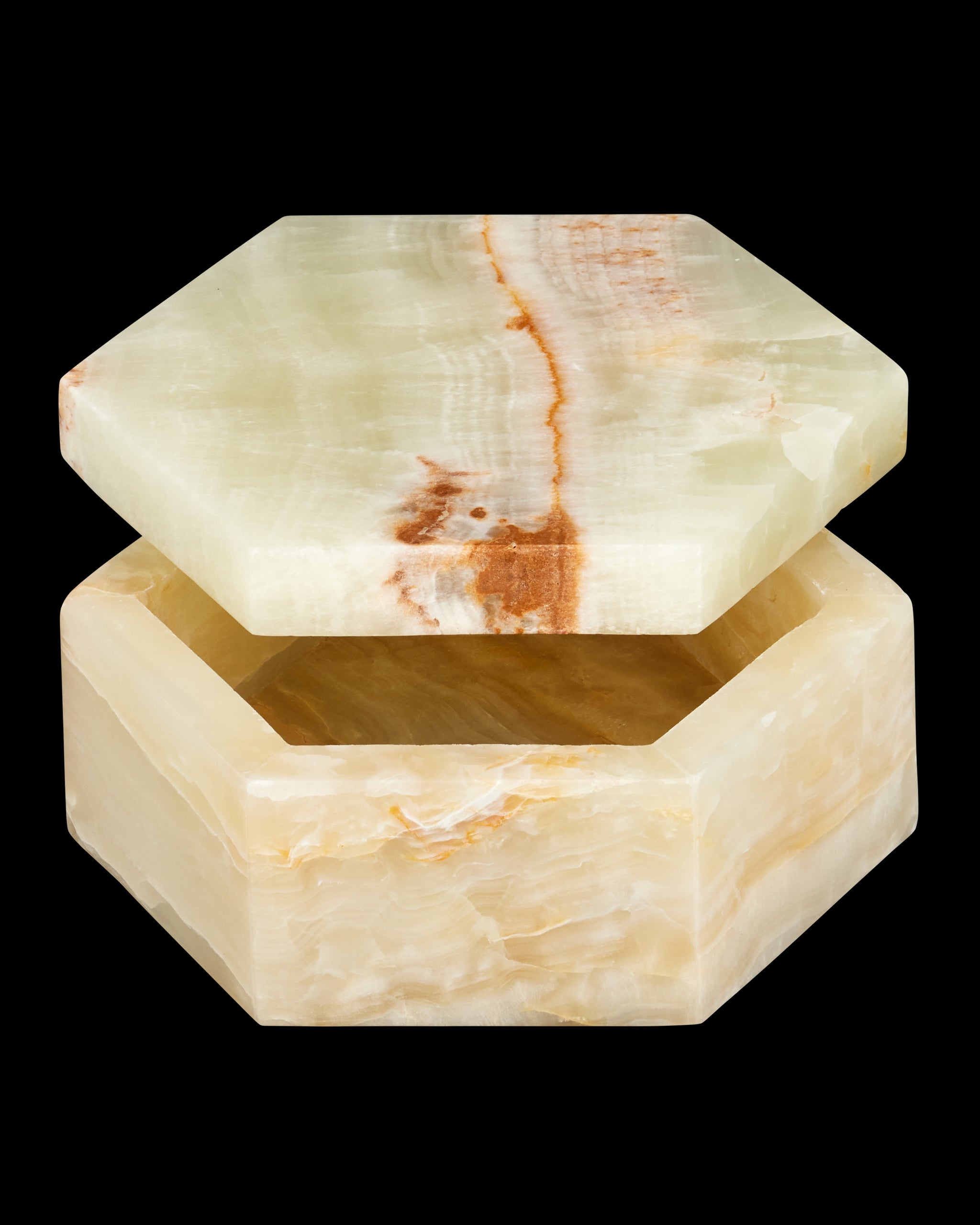 Currey & Company Arco Green Onyx Hexagon Box