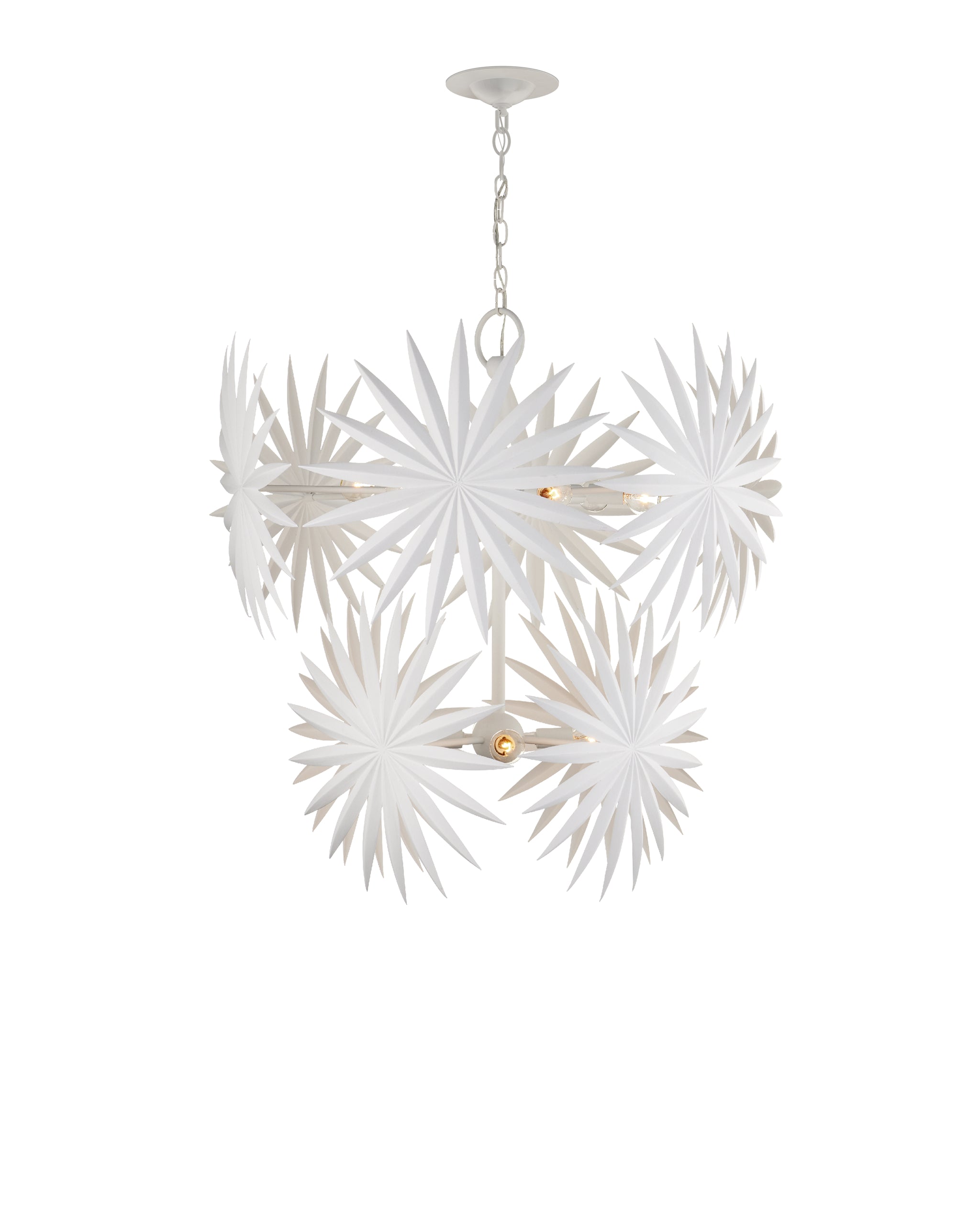 Currey & Company Bismarkia Medium White Chandelier
